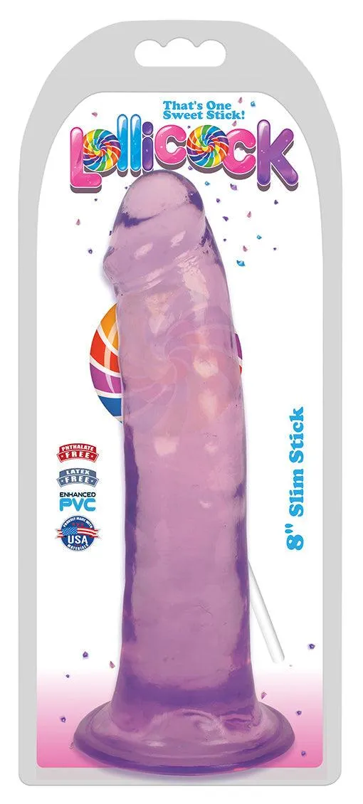 8 Inch Slim Stick with Balls Grape Ice Dildo