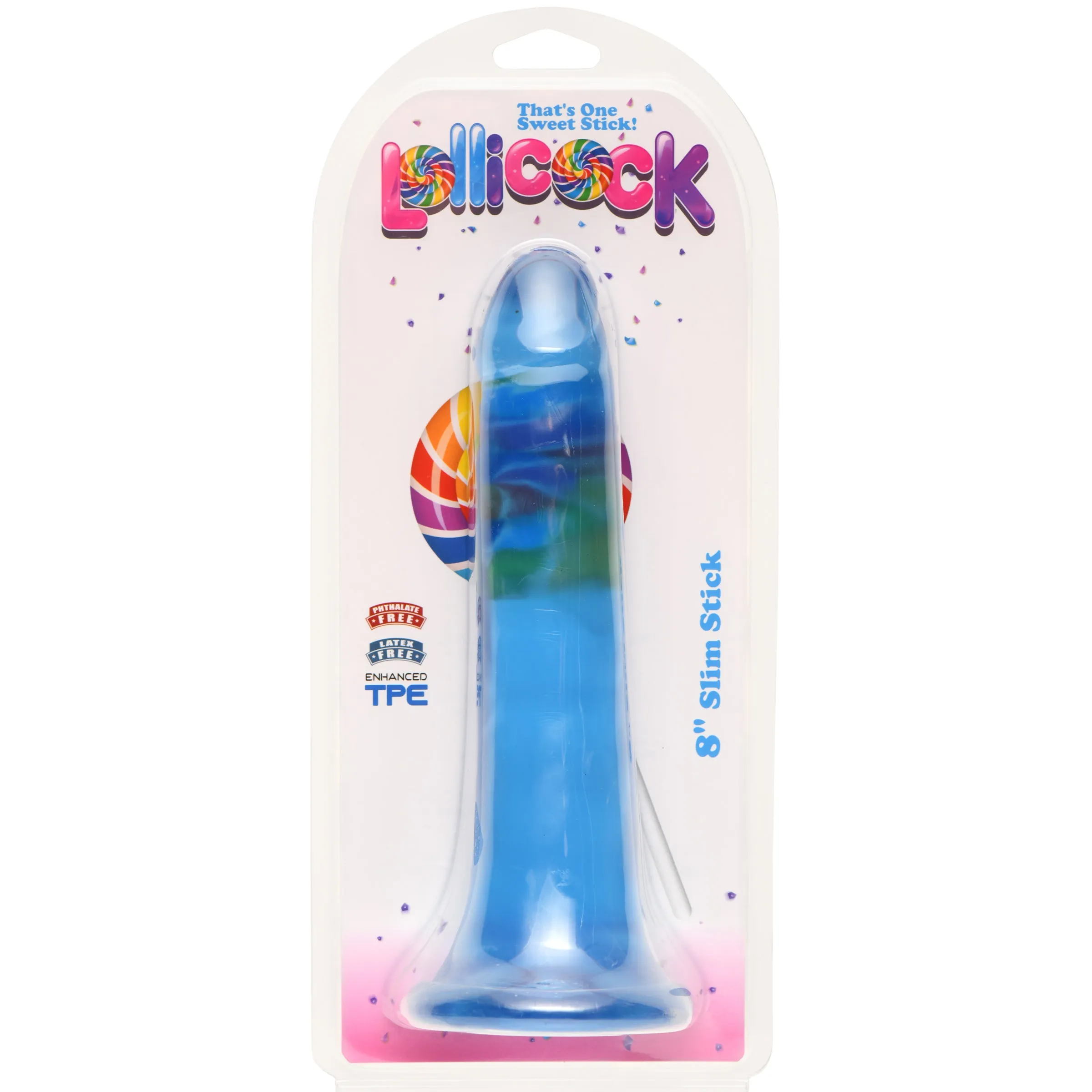 8 Inch Slim Stick with Balls Grape Ice Dildo