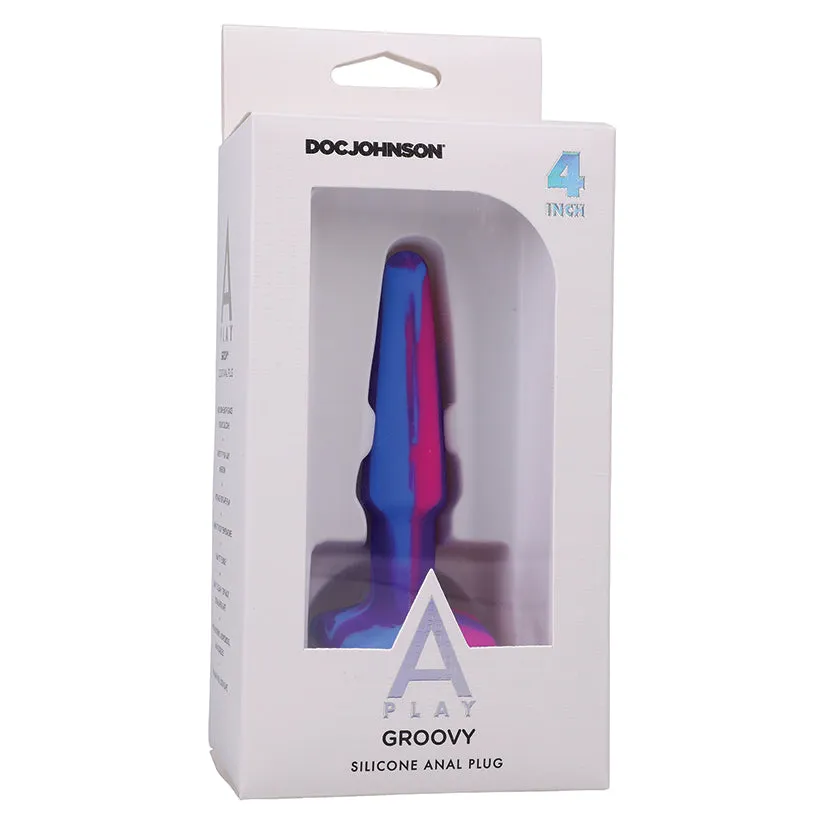 A-Play Groovy Silicone Anal Plug-Berry 4"