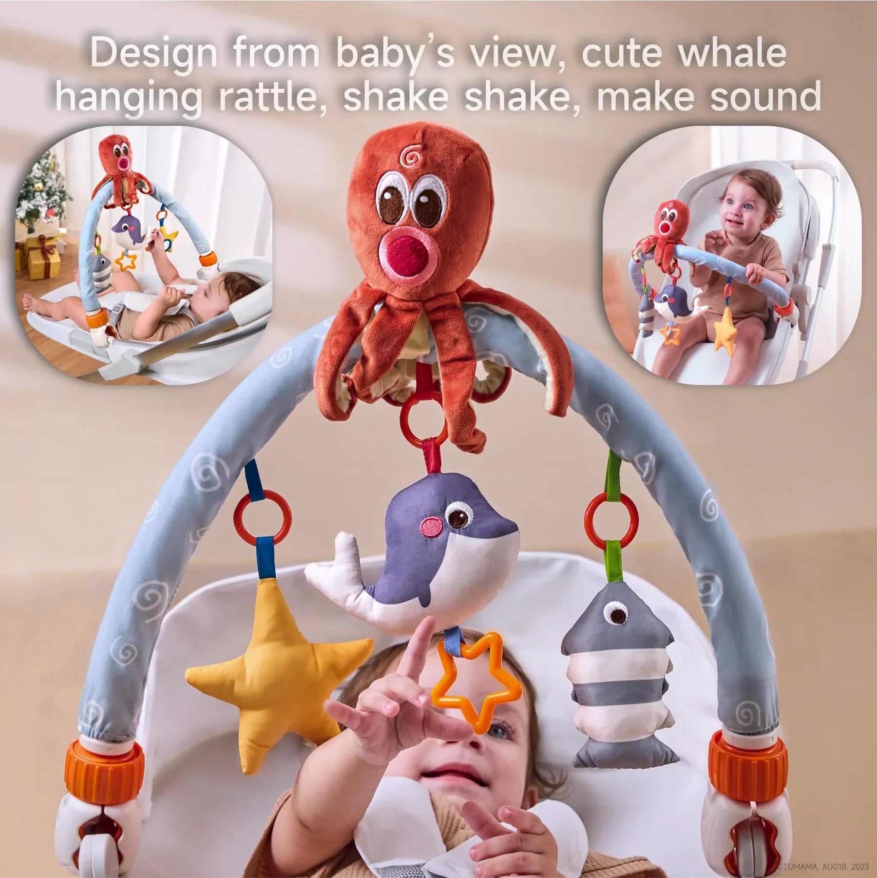 Baby arch pram play toys octopus fish starfish travel play arch, car seat stroller crib toy for Baby Infant 0 Month 