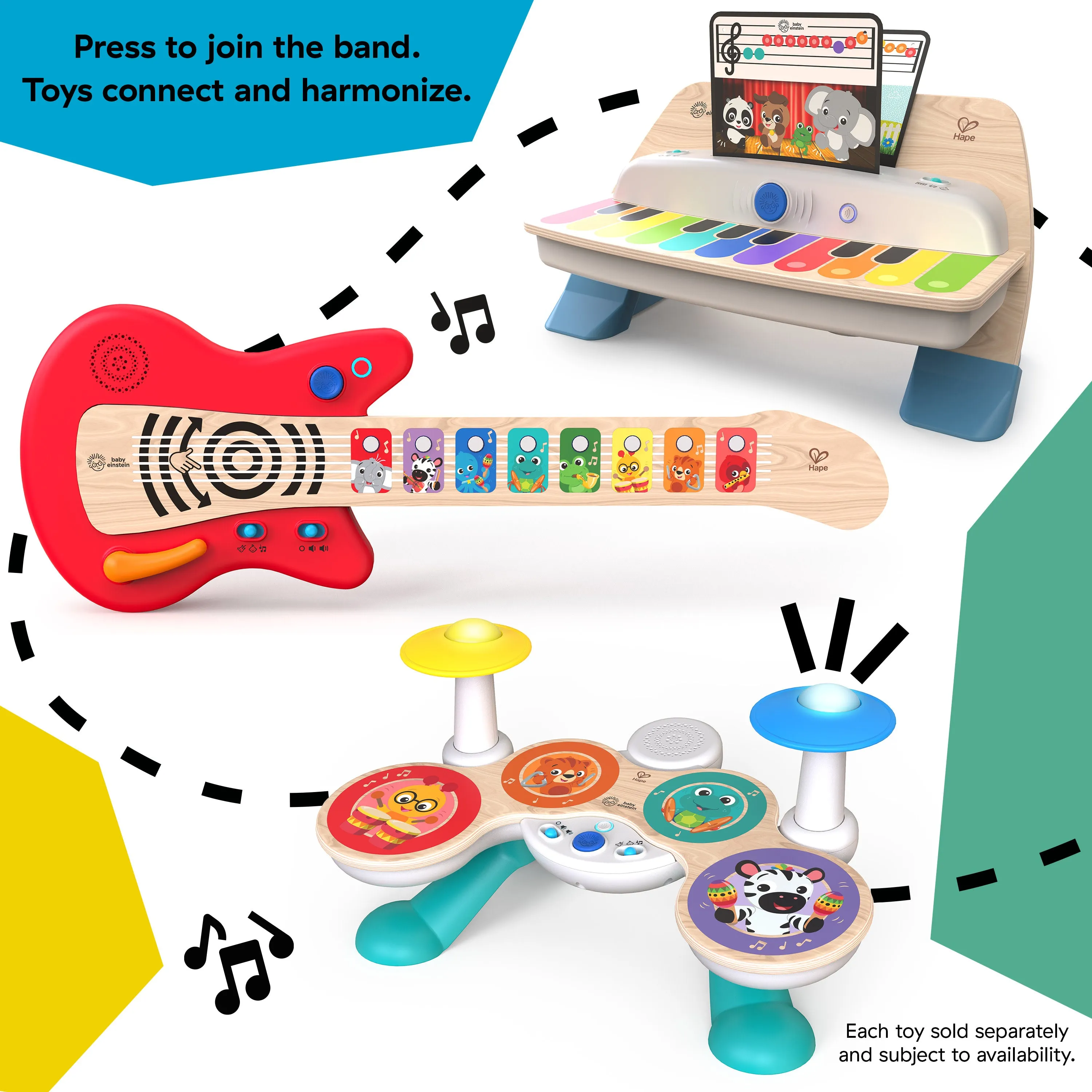 Baby Einstein Together in Tune Magic Touch Piano & Guitar Wooden Musical Toy Bundle