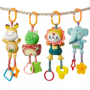 Baby hanging soft rattle toy frog deer elephant lion stroller crib early development toy set for baby infant 0 Month 