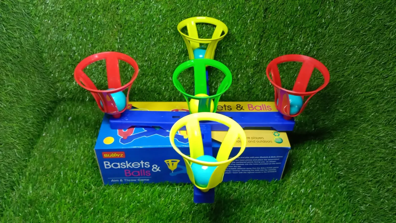 Baskets and balls fun toy for kids with 5 basket and 5 balls.