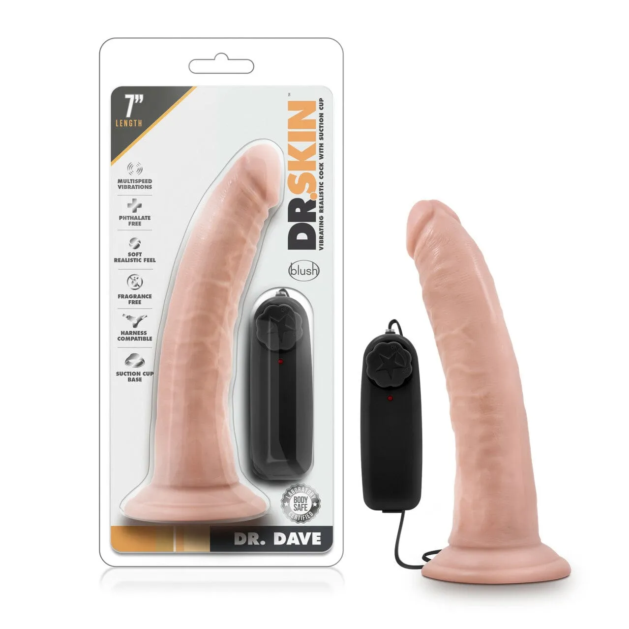 Blush Dr. Skin Dr. Dave Vanilla 7 Inch Vibrating Cock with Suction Cup