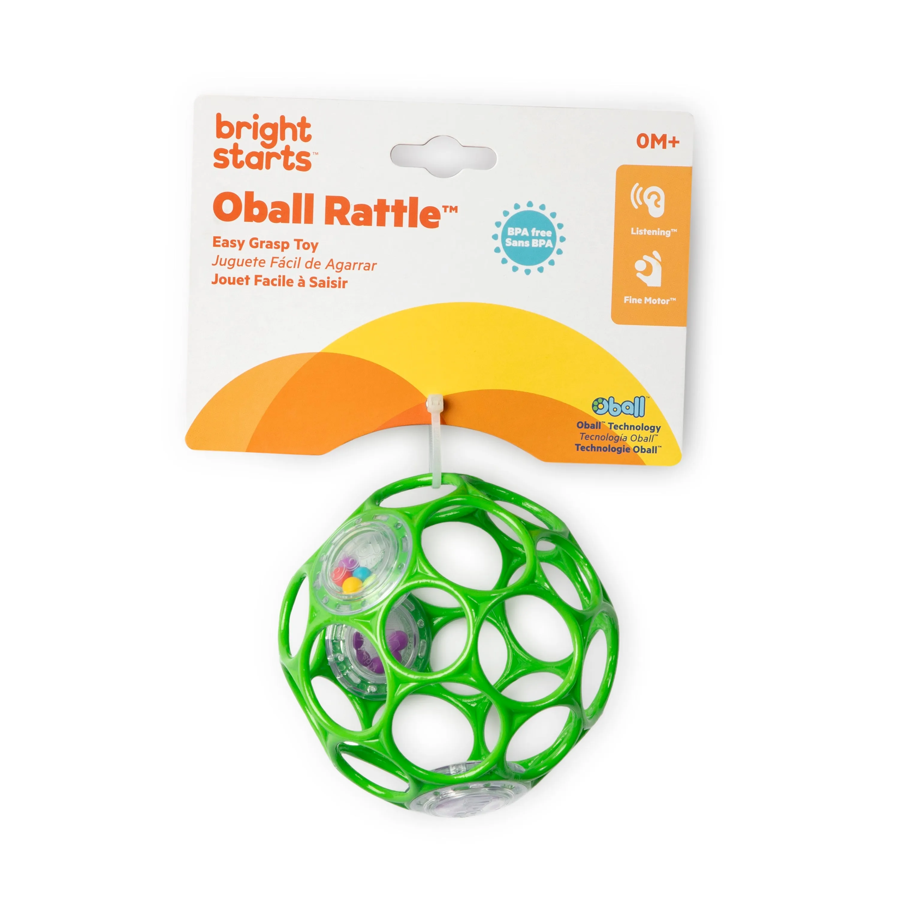 Bright Starts Oball Rattle Easy-Grasp Toy, Green