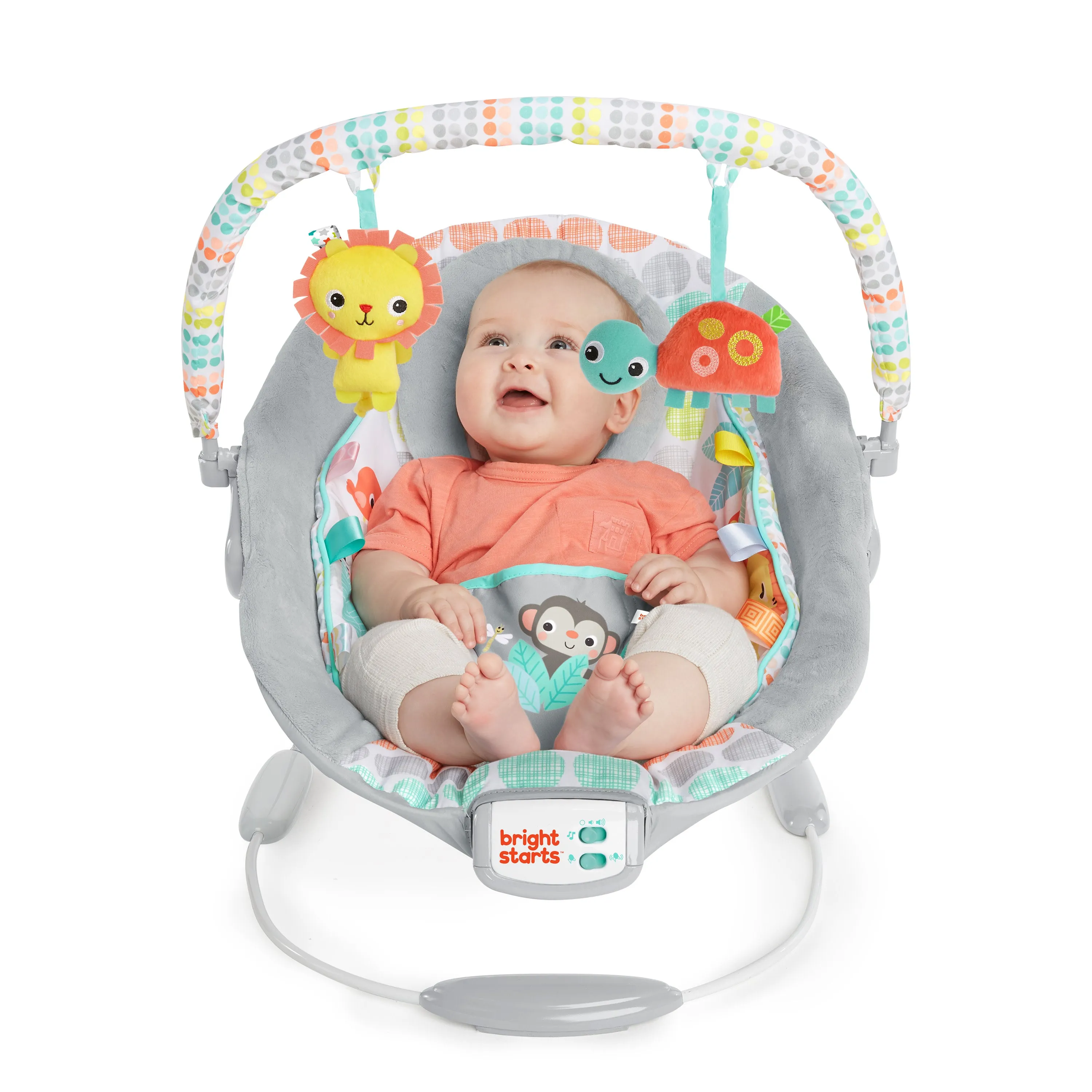 Bright Starts Whimsical Wild Comfy Bouncer Seat with Soothing Vibration and Melodies