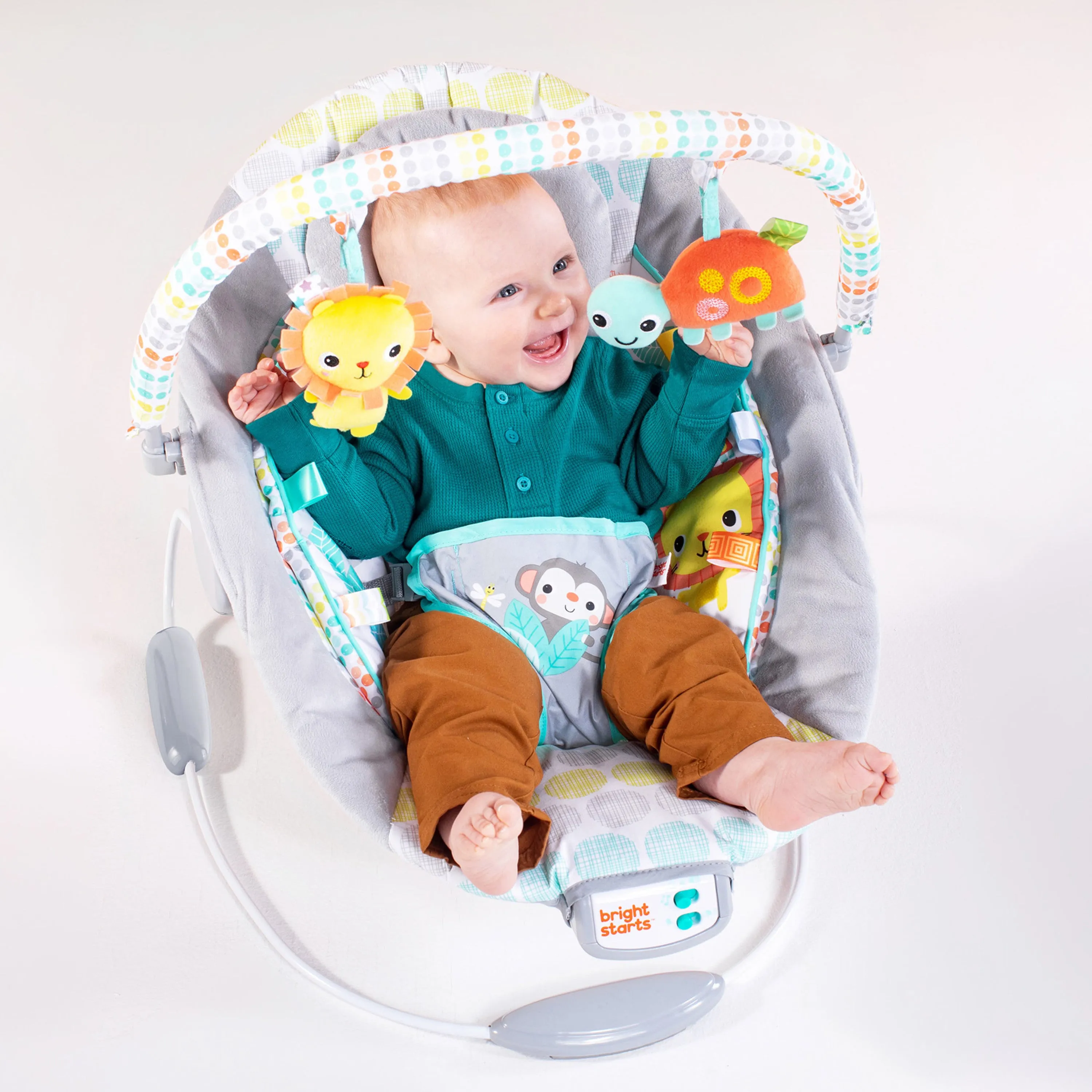 Bright Starts Whimsical Wild Comfy Bouncer Seat with Soothing Vibration and Melodies