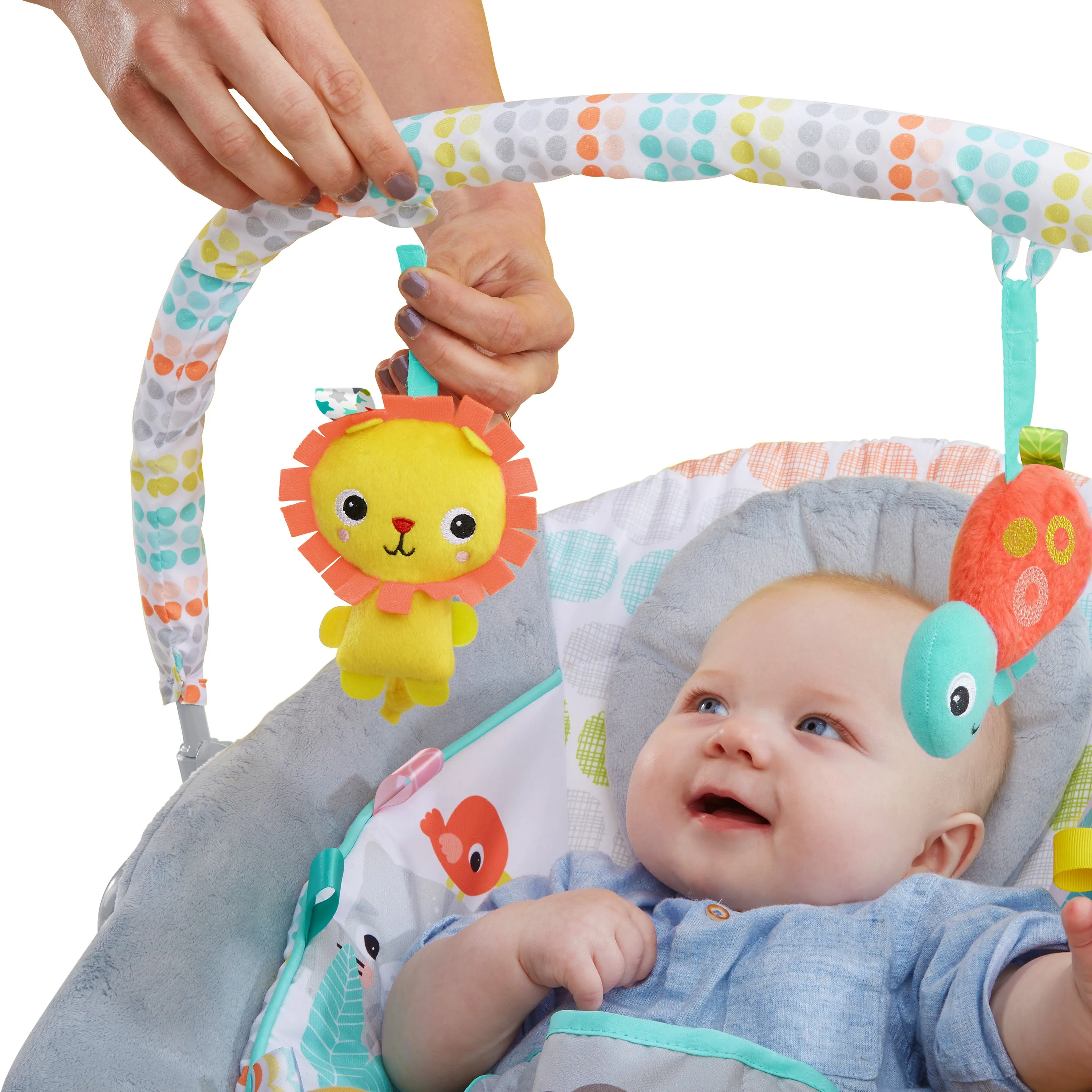 Bright Starts Whimsical Wild Comfy Bouncer Seat with Soothing Vibration and Melodies