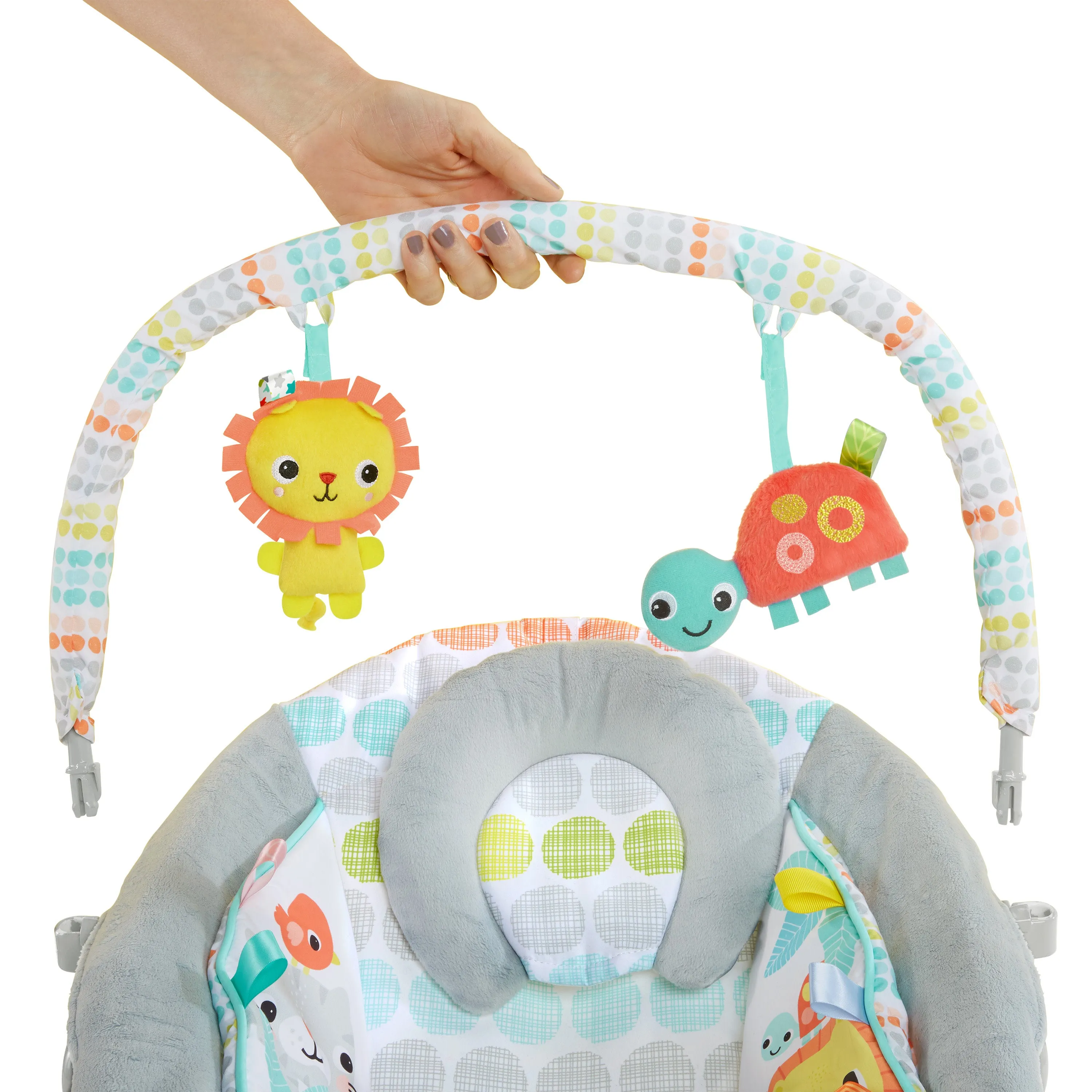 Bright Starts Whimsical Wild Comfy Bouncer Seat with Soothing Vibration and Melodies