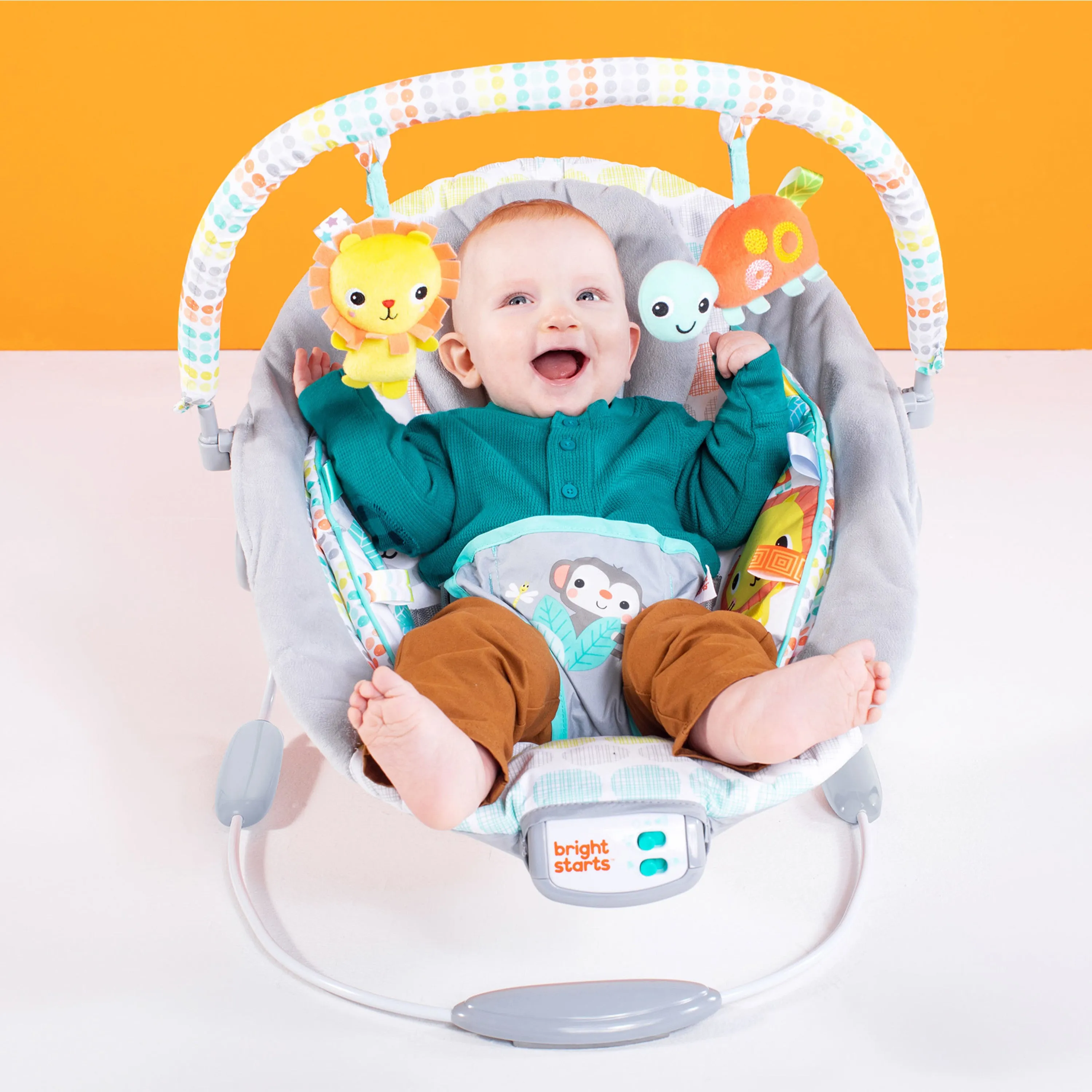 Bright Starts Whimsical Wild Comfy Bouncer Seat with Soothing Vibration and Melodies