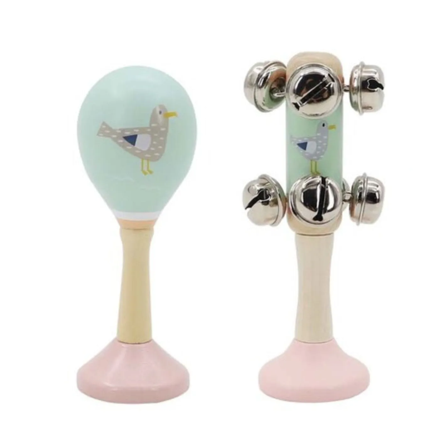 Calm & Breezy Sea Wooden Maraca and Bell Stick Set