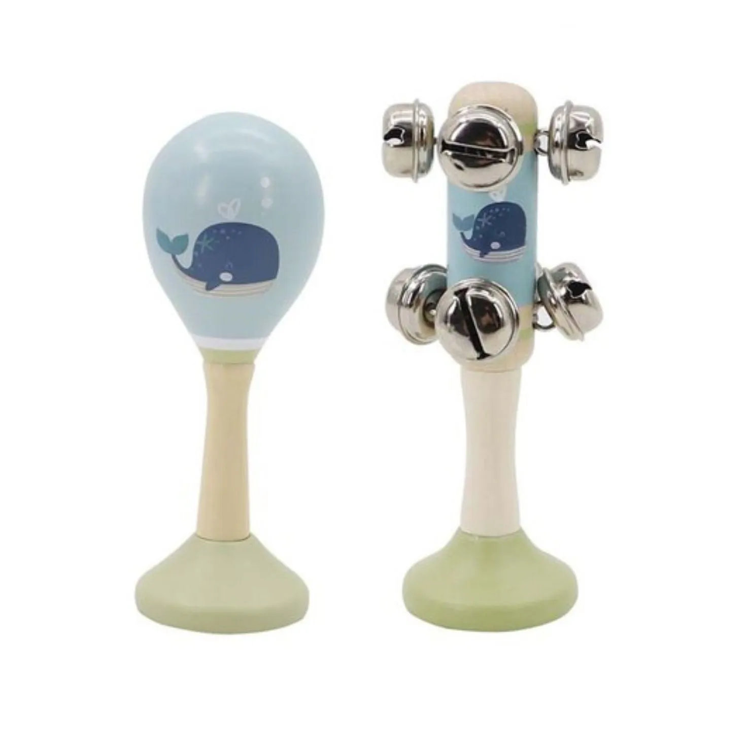 Calm & Breezy Sea Wooden Maraca and Bell Stick Set