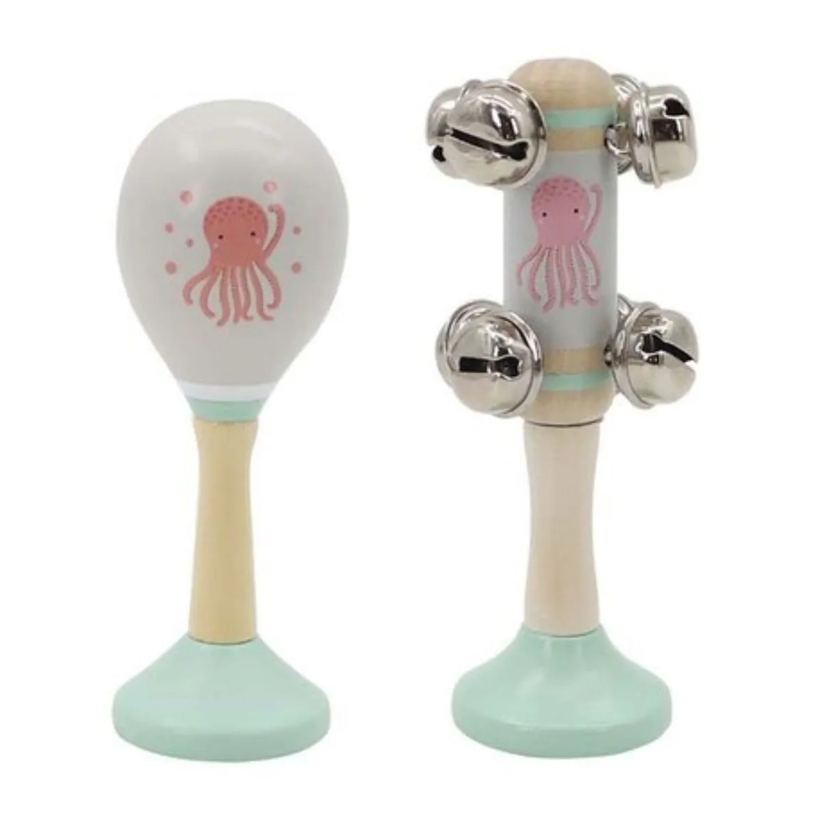 Calm & Breezy Sea Wooden Maraca and Bell Stick Set