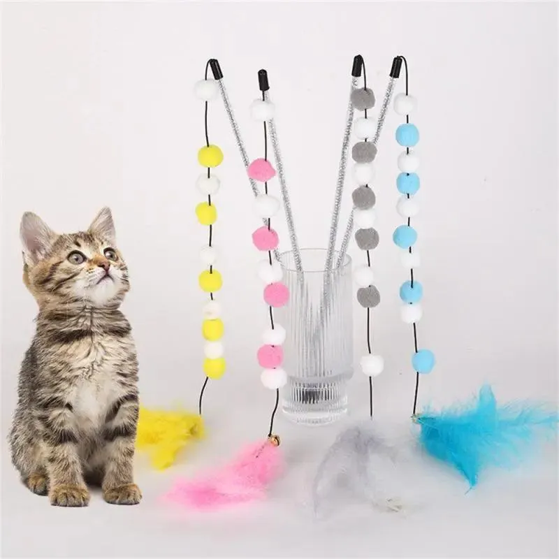 Color-Matching Pompon Cat Teaser Stick