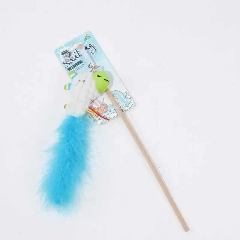 Colourful Cat Teaser Wand Toy with Bells