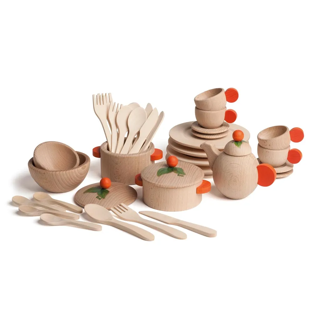 Erzi Natural Wooden Toy Dishes Set