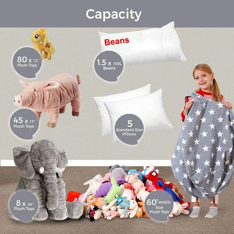 Extra Large Stuffed Animal Toy Storage Bean Bag Children's Bean Cover Soft Seat