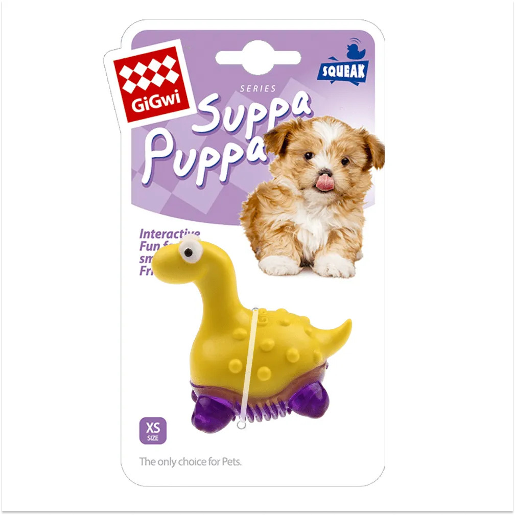 GiGwi Suppa Puppa Dino Toy for Dogs (Yellow & Purple)