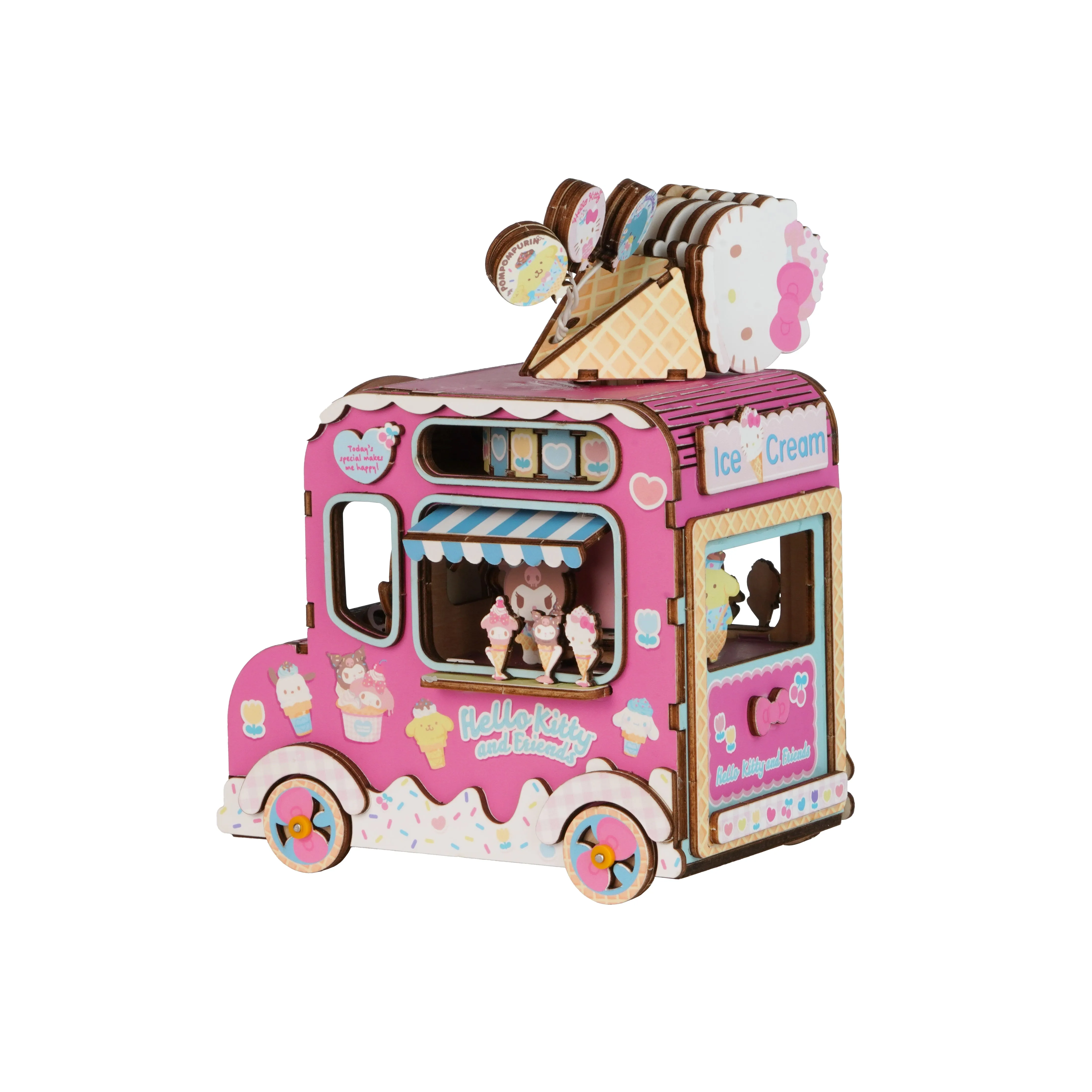 Hello Kitty and Friends Ice Cream Truck 3D Wooden Music Box Puzzle