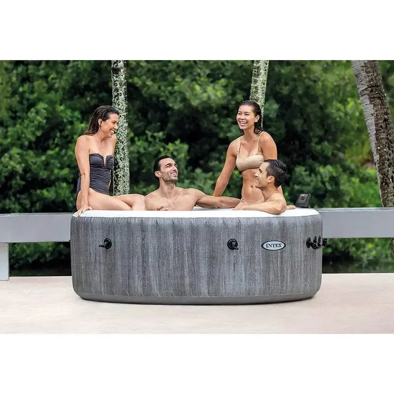 Intex Greywood Deluxe Purespa Hot Tub Including Head Rest, Led Lighting & Wireless Control Panel- 4 Person