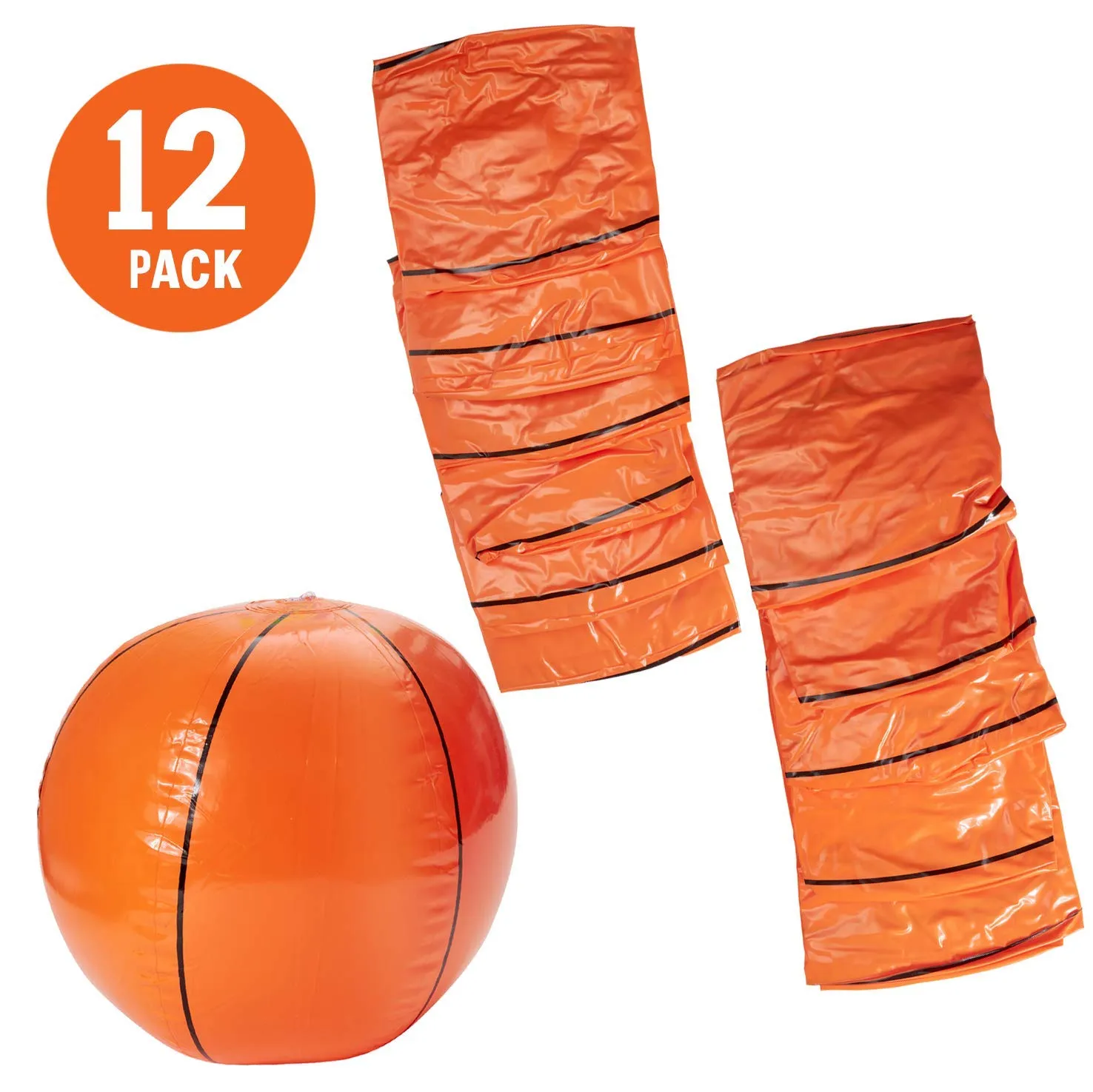 Kicko 11 Inch Inflatable Basketball - Set of 12 Orange Floating Balls for Kids and Adults