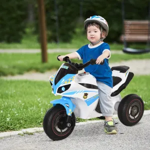 Kids Ride-On Police Bike 3-Wheel Vehicle w/ Music Lights Safe Seat Handlebars Toddler NO POWER Child Learning Fun Development 18-36 Months Blue