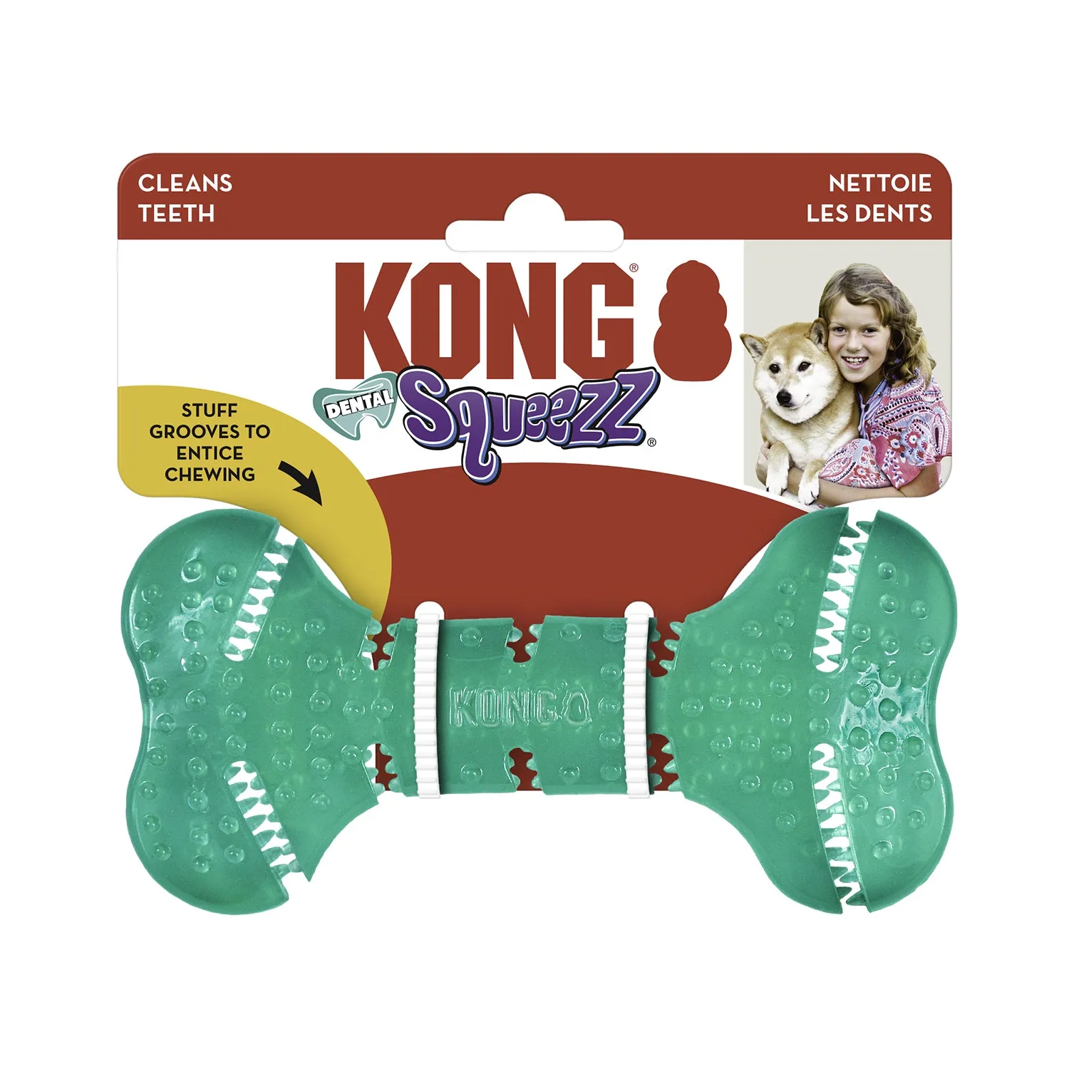 KONG Squeezz Dental Bone Dog Toy Medium