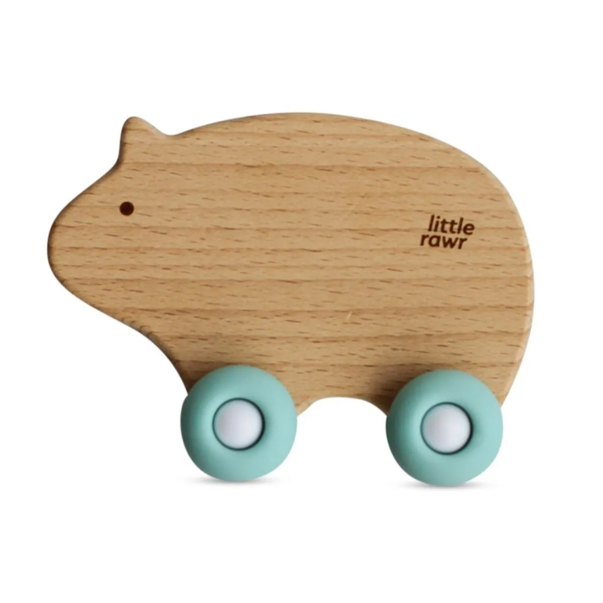 Little Rawr Wood Wheelie Animal- Bear(Blue)