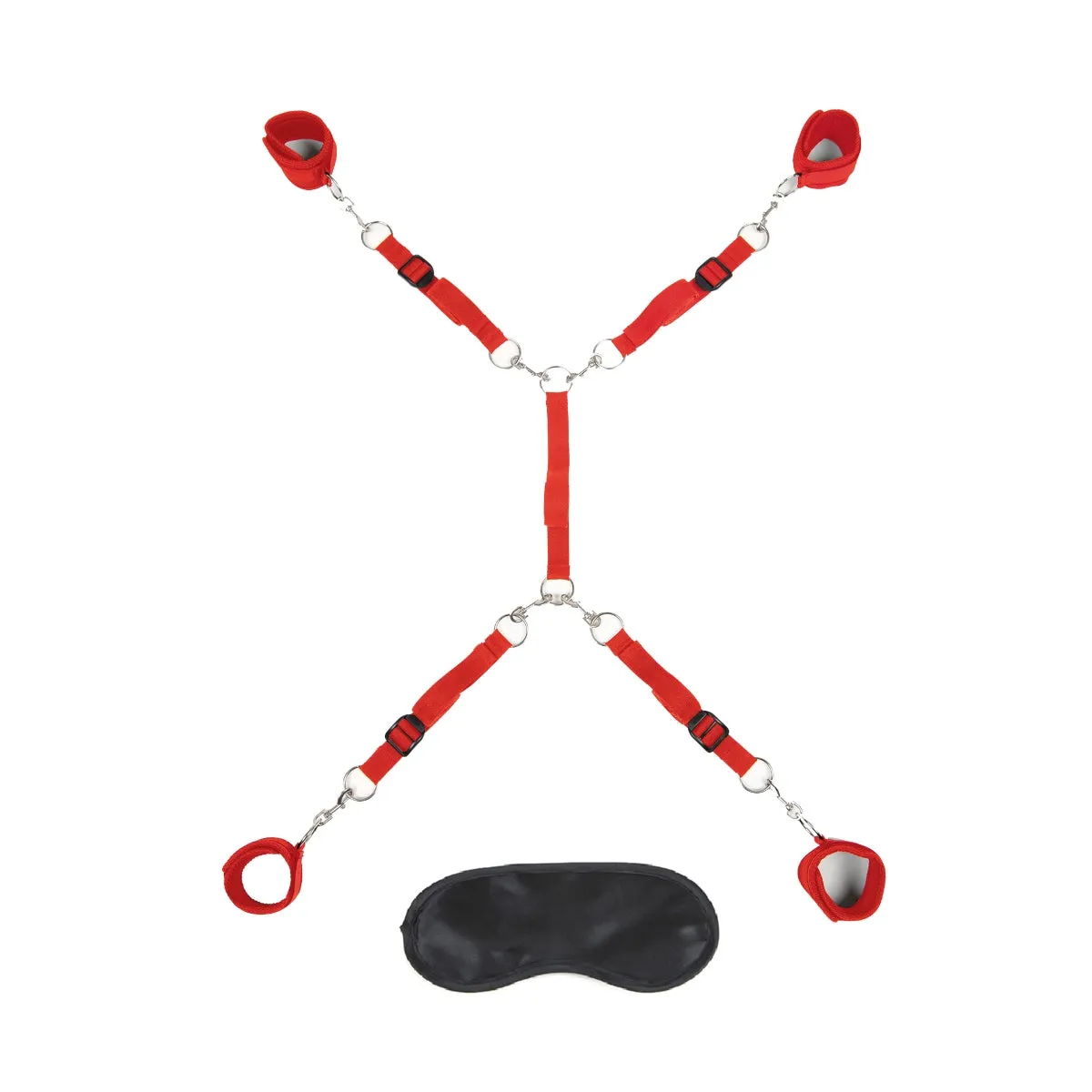 Lux Fetish 7 Piece Bed Spreader Playful Restraint System Red