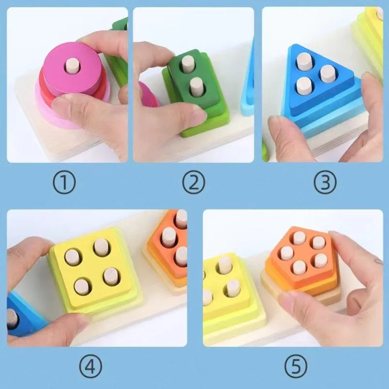 Montessori Wooden Shape Sorting Toy for Toddler Learning