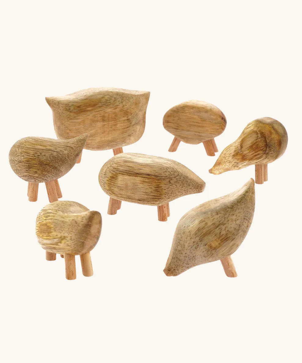 Papoose Toys Mango Wood Pebble Animals Set