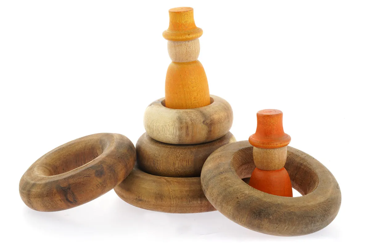 Papoose Toys Stacking Doughnuts - Natural