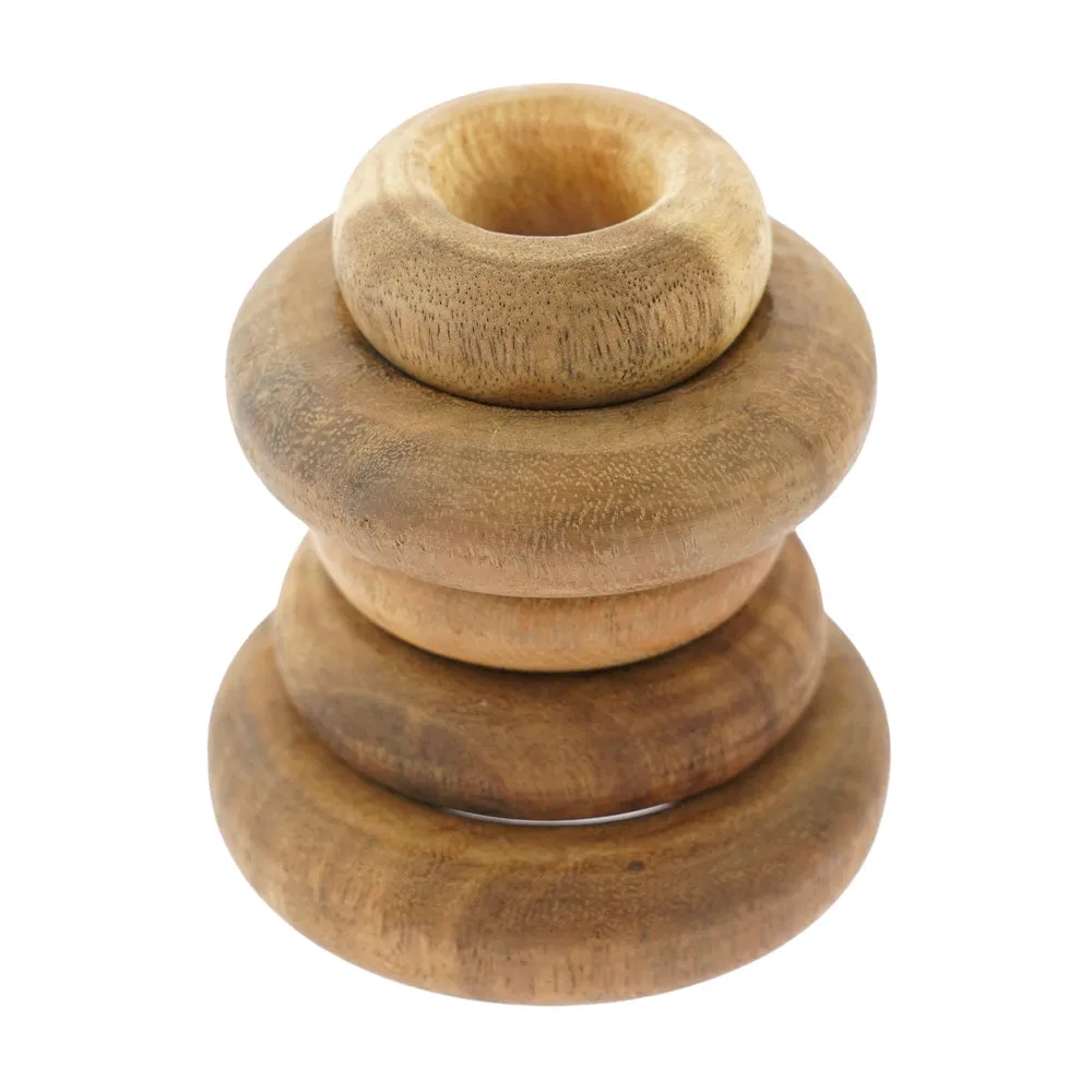 Papoose Toys Stacking Doughnuts - Natural