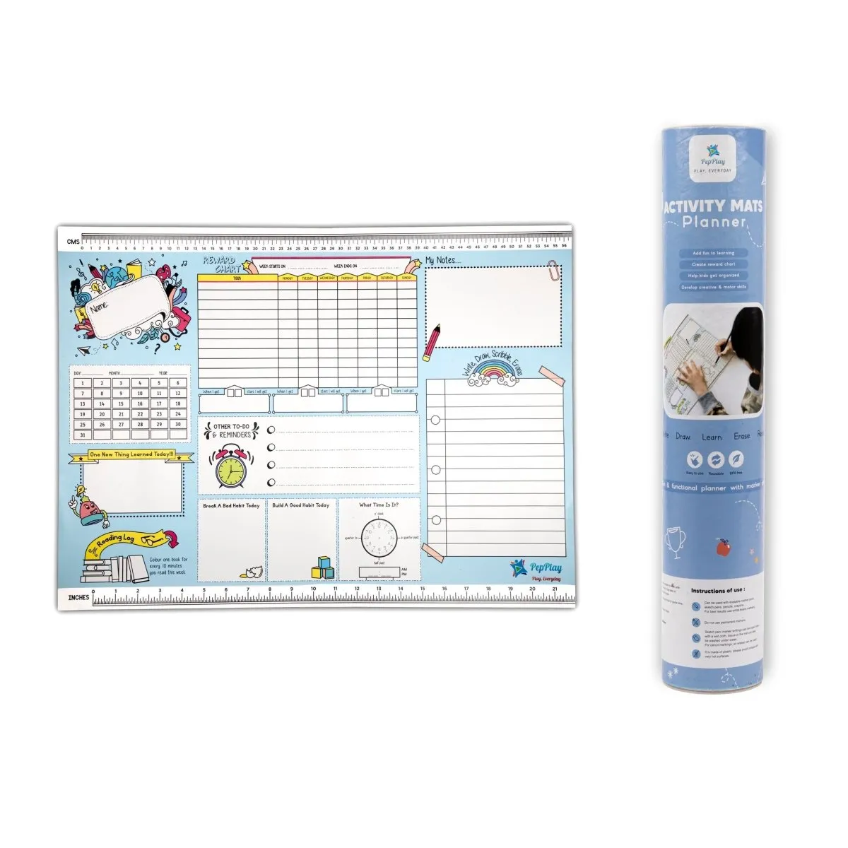 PepPlay Activity Mat- Planner (Blue)