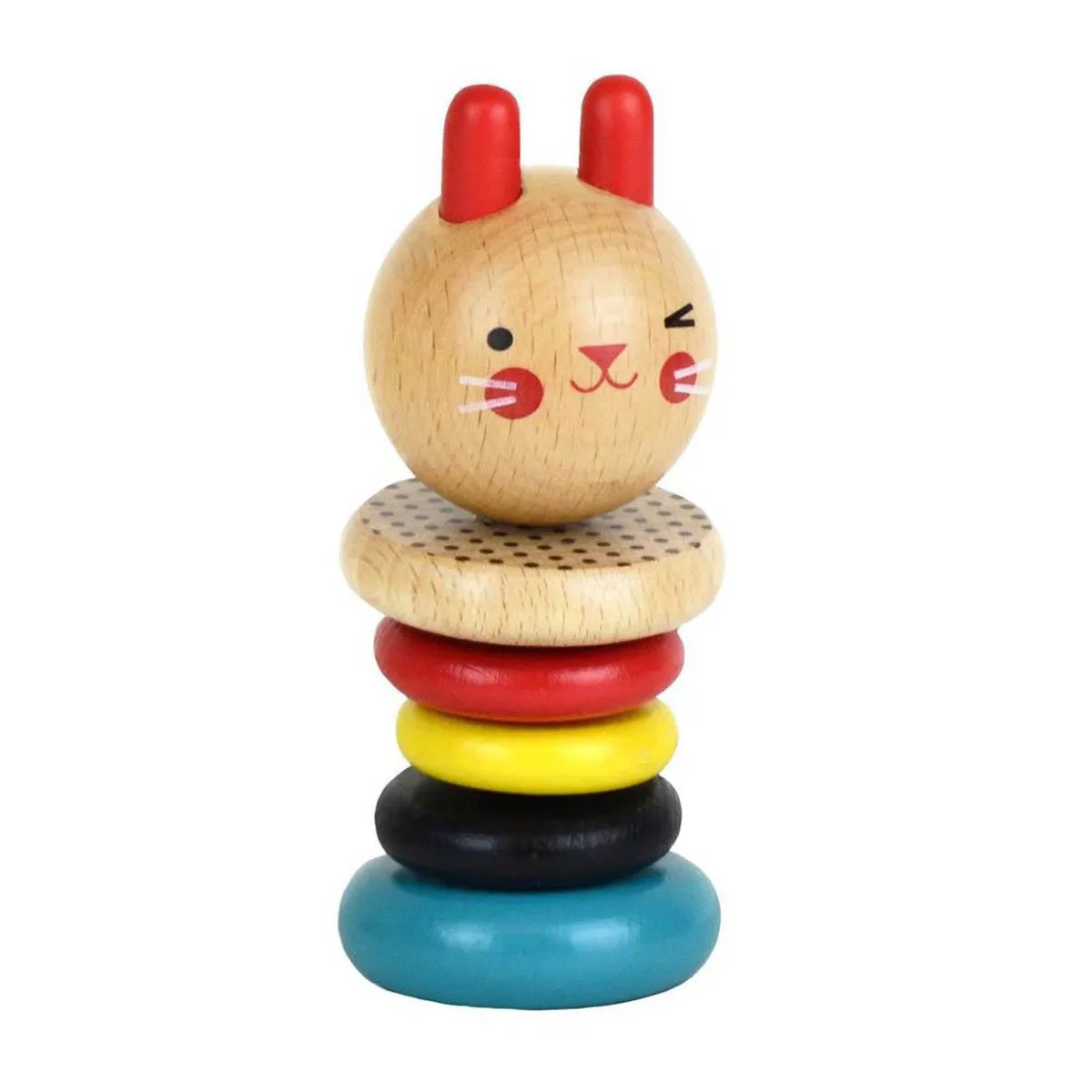 Petit Collage modern bunny wooden rattle