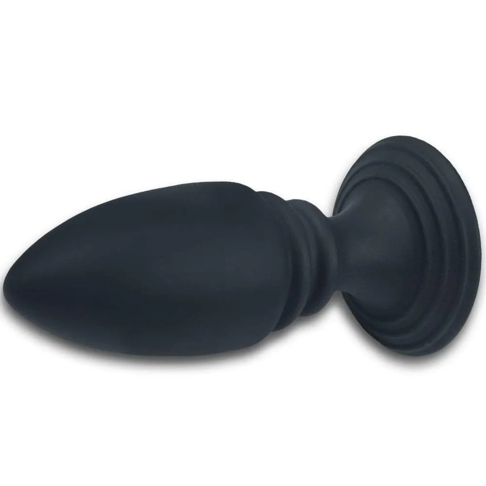 Rippled Silicone Anal Plug With Flat Suction Base