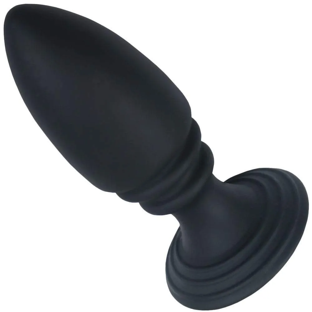 Rippled Silicone Anal Plug With Flat Suction Base