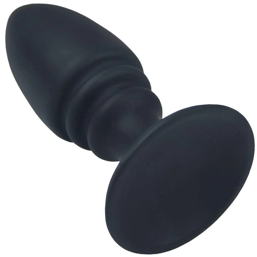 Rippled Silicone Anal Plug With Flat Suction Base