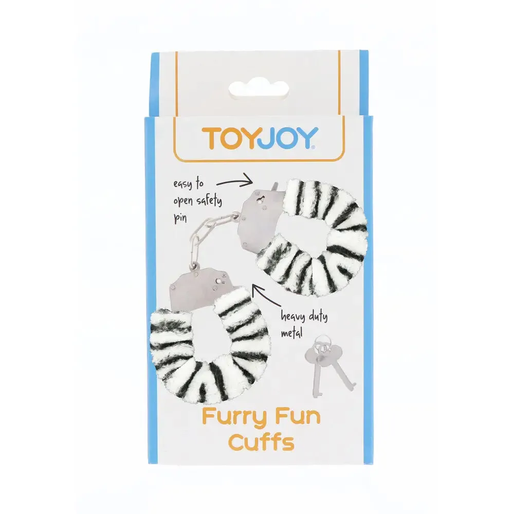 Toyjoy Metal Zebra Furry Fun Wrist Cuffs with 2 Keys