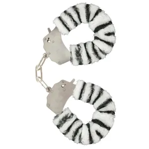 Toyjoy Metal Zebra Furry Fun Wrist Cuffs with 2 Keys