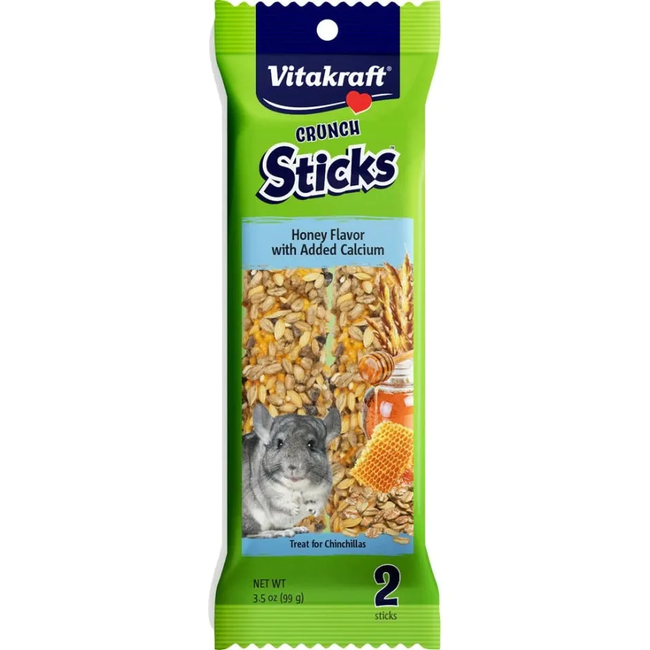 Vitakraft Chinchilla Crunch Sticks Honey Flavor with Added Calcium 3.5 oz.